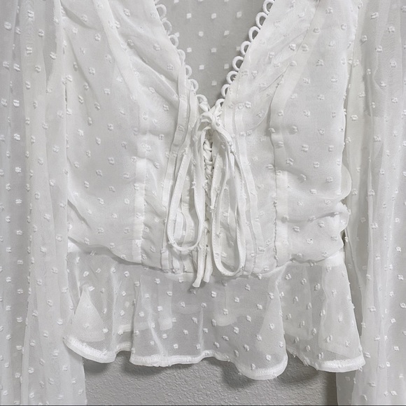 Hello Molly Sheer Swiss Dot Peplum Blouse XS - Picture 3 of 6